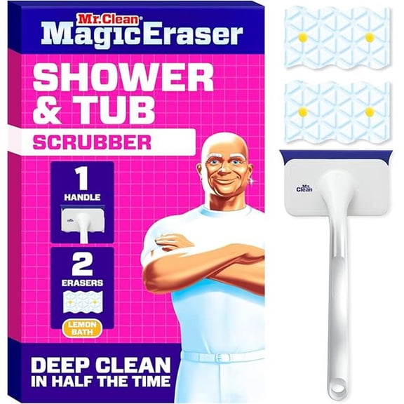 Procter & Gamble PGC22145 Mr. Clean Magic Eraser Shower Scrubber, White - 2 Count - Pack of 8