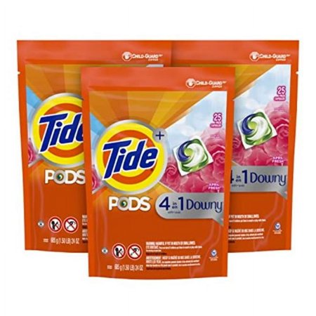 Tide PODS, with Downy, April Fresh Scent, 25 Pods/Pack, 3 Packs/Carton (87317)