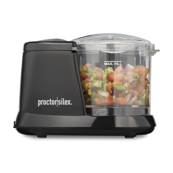 Proctor Silex Durable Electric Vegetable Chopper & Mini Food Processor for Chopping, Puree & Emulsify, 1.5 Cup, Black