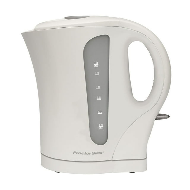 Proctor Silex 1.7 Liter Plastic Cordless Electric Kettle in White