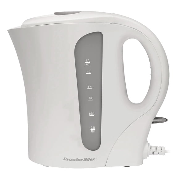 Proctor Silex 1.7 Liter Plastic Durable Electric Kettle in White