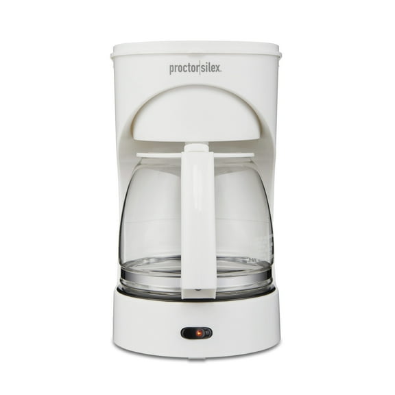 Proctor Silex 12-Cup Drip Coffee Maker Machine with Glass Coffee Pot, Cafetera, White