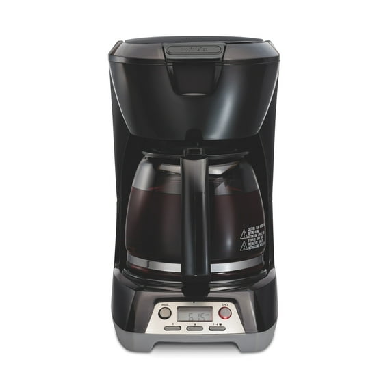 Proctor Silex 12-Cup Programmable Drip Coffee Maker Machine with Glass Coffee Pot, Cafetera, Black