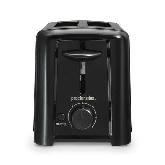 Proctor Silex Compact 2-Slice Toaster with Shade Selector, Toast Boost & Removable Crumb Tray, Black