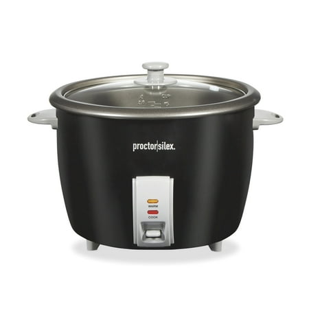 Proctor Silex 30 Cup Rice Cooker & Food Steamer with Steam & Rinse Basket, Black