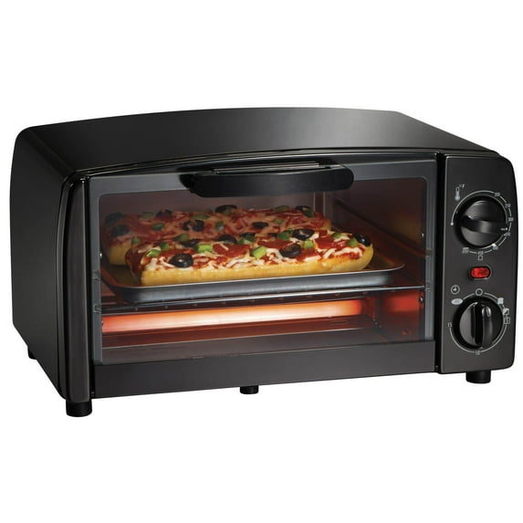 Proctor Silex 4 Slice Toaster Oven Broiler, 1050 Watts, Black, 31118PS