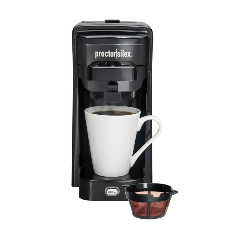 Proctor-Silex Single Serve Ground & Pod Coffee Maker, Black, Auto
