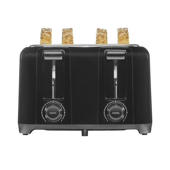 Proctor Silex 4-Slice Toaster with Extra-Wide Slots, Toast Boost, and Removable Crumb Tray, Black