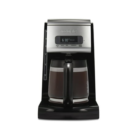 Proctor Silex Front Fill 12-Cup Programmable Drip Coffee Maker Machine with Glass Coffee Pot, Cafetera, Black