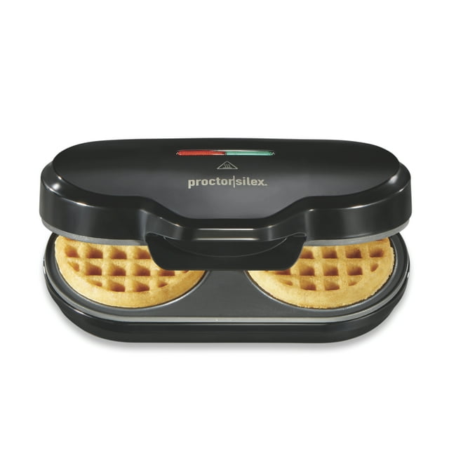 Proctor Silex Mini Double Waffle Maker, 4" Nonstick Grids, Makes 2