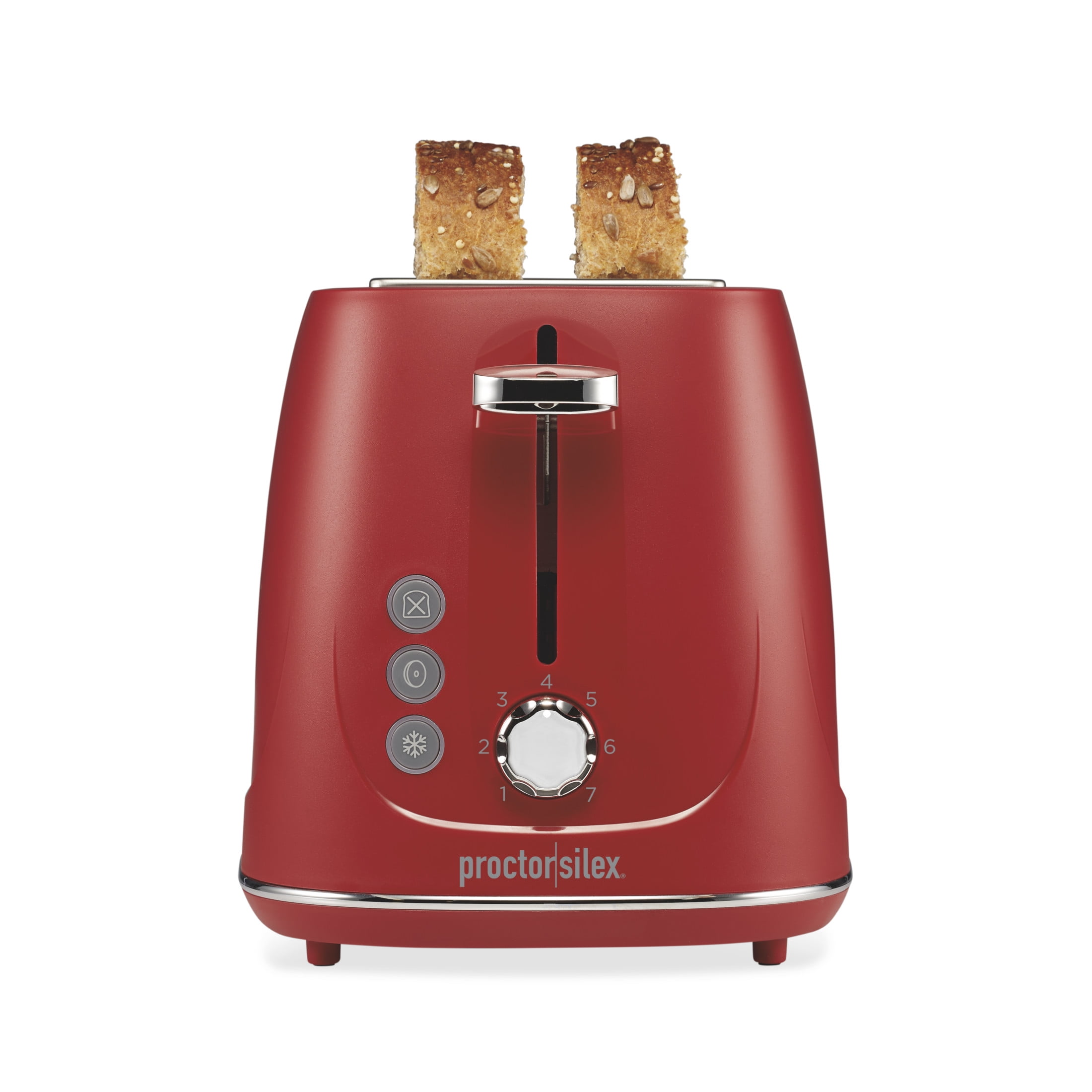 Proctor Silex 2-Slice Toaster, Wide Slots, 3 Preset Functions and Removable Crumb Tray, Red