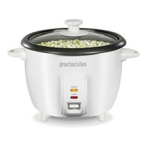 Proctor Silex 10 Cup Rice Cooker & Food Steamer with Steam & Rinse Basket, White