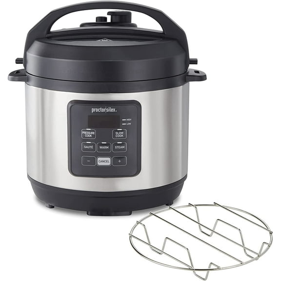Proctor-Silex Simplicity 4-in-1 Electric Pressure Cooker, 3 Quart Multi-Function With Slow Cook, Steam, Saut, Rice, Stainless Steel (34503)