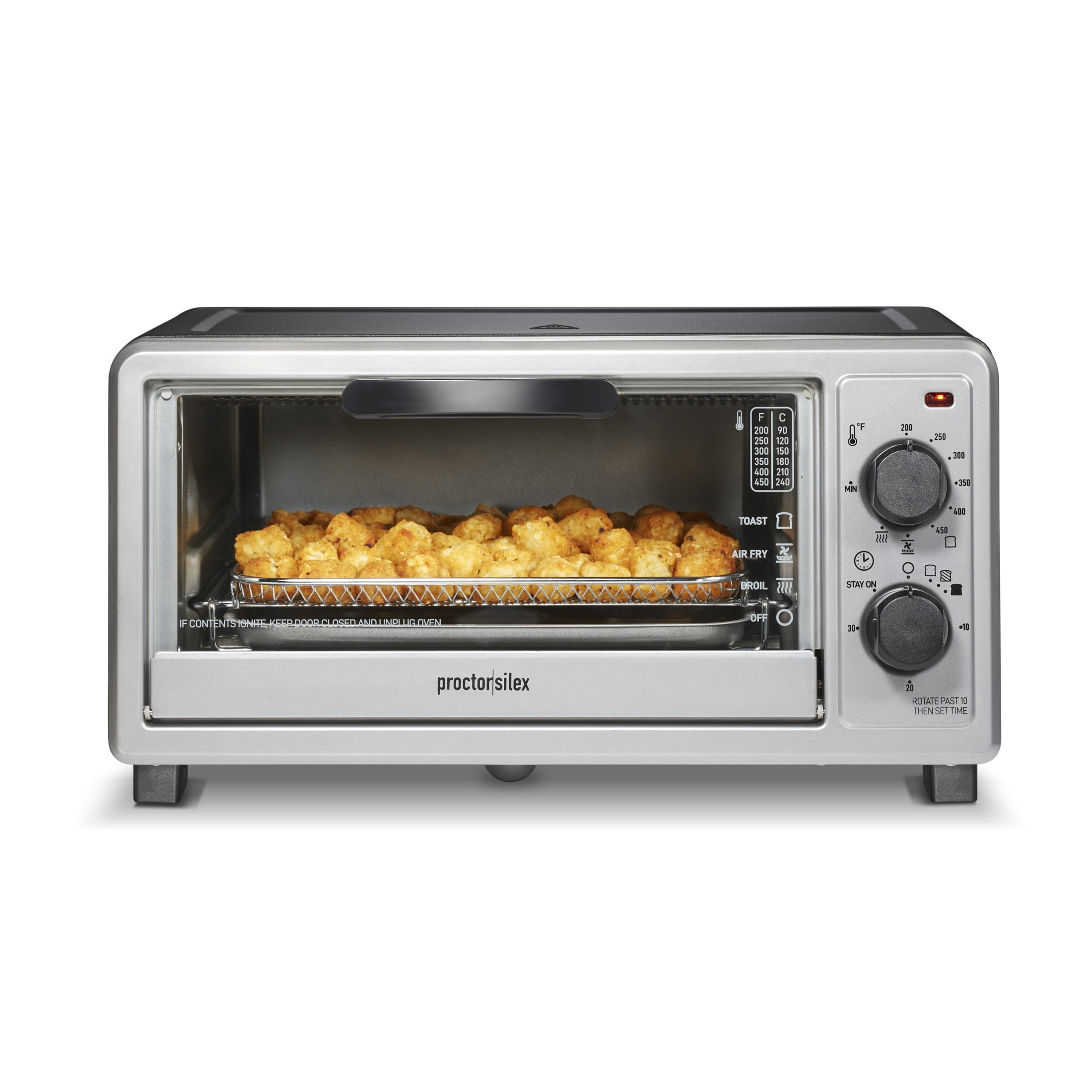 Proctor Silex Simply-Crisp Countertop Air Fryer Toaster Oven Combo with 4 Functions Including Convection, Silver