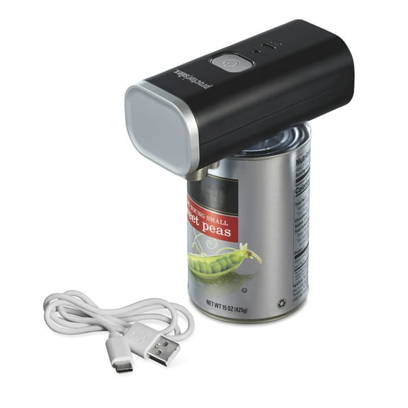 Proctor Silex Automatic Electric Can Opener, Hands Free Cordless Operation, USB Rechargeable, Black