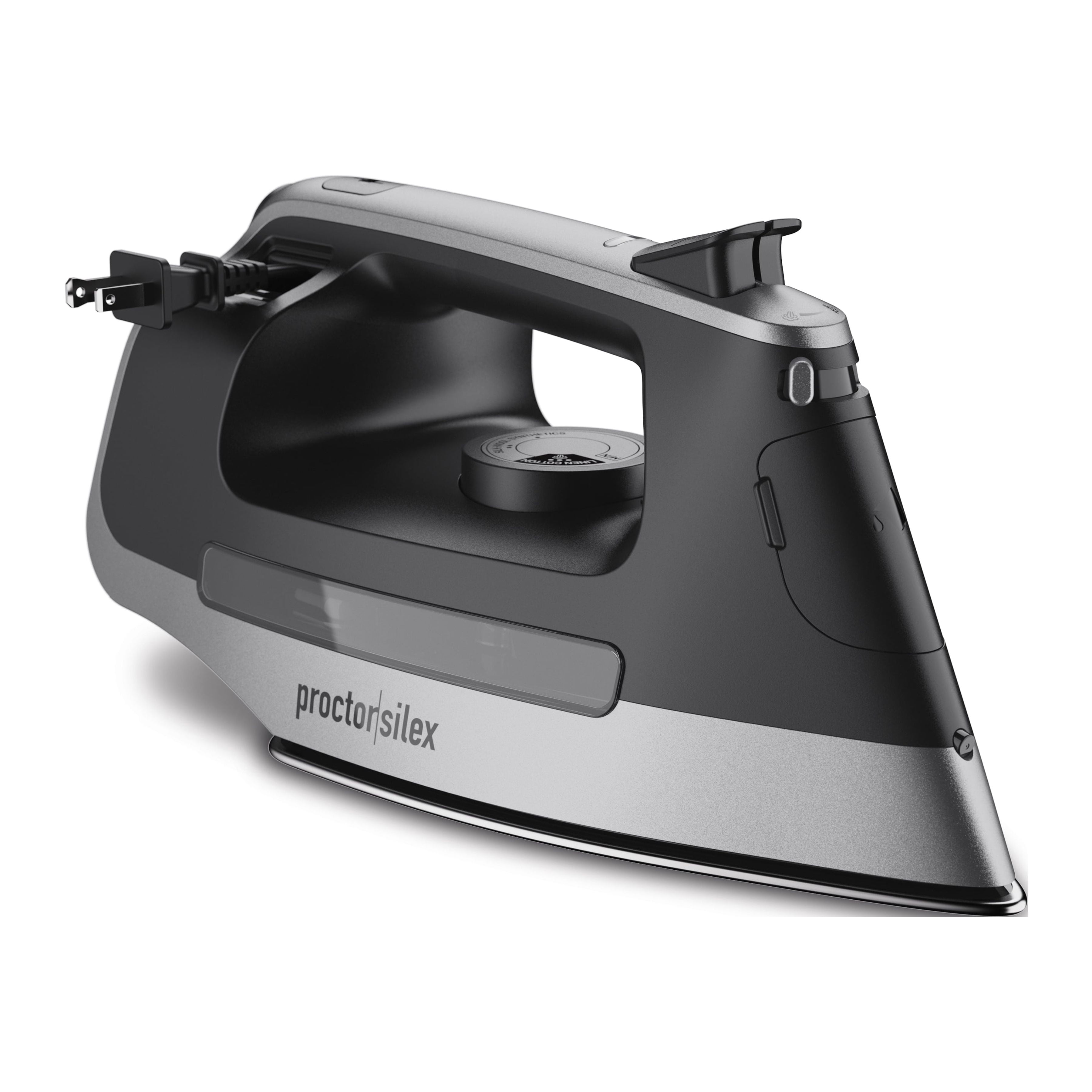 Proctor Silex Steam Iron with Retractable Cord, Stainless Steel Soleplate,  Black and Silver, 14250 