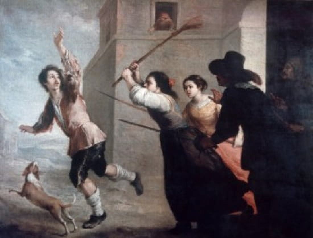 Prodigal Son Driven Away by Courtesans by Bartolome Esteban Murillo (1617-1682) Canvas Art - Bartolome Esteban Murillo (18 x 24)