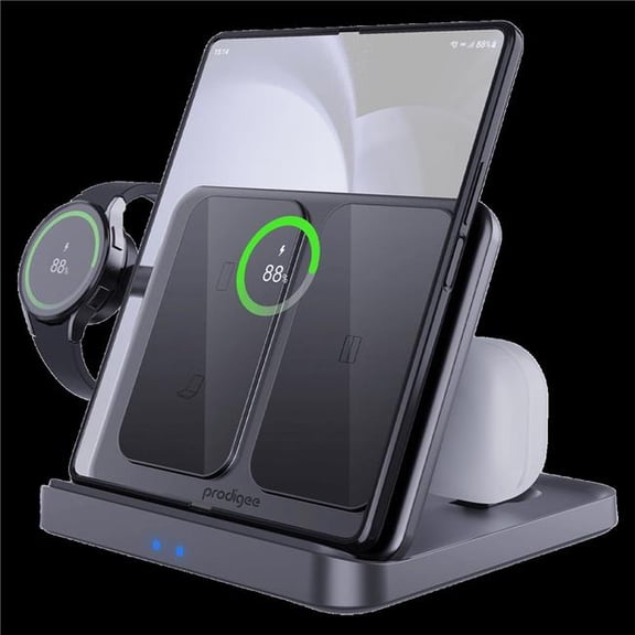 Prodigee TRIO-FOLD Trio Fold Station 3-in-1 Charger for Samsung Devices - Gray