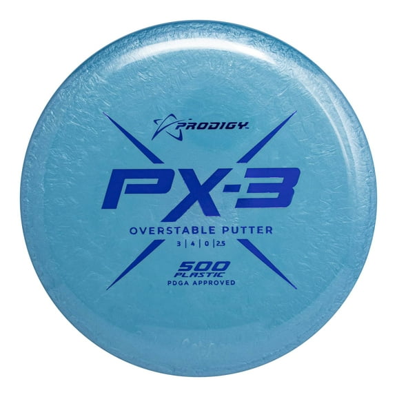 Prodigy Disc 500 PX-3 | Stable Disc Golf Putter & Approach Disc | Durable 500 Plastic | Great for Driving & Approach Shots | Beaded for Added Stability | Colors May Vary (170-174g)
