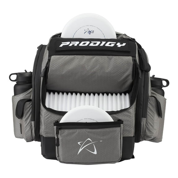 Prodigy Disc BP-1 V3 Disc Golf Backpack | Frisbee Golf Bag with 30+ Disc Capacity | Pro Quality Disc Golf Bag Backpack | Tear and Water Resistant | Tons of Storage | Large Disc Golf Bag (Gray)