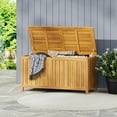 thumbnail image 1 of Prodo Acacia Wood 100 Gallon Outdoor Patio Deck Storage Box, Teak Finish, 1 of 13