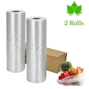 Produce Bags, Clear Food Storage Bags for Fruits Vegetable Bread, 14" x 20", 350 Bags/Roll 2 Rolls