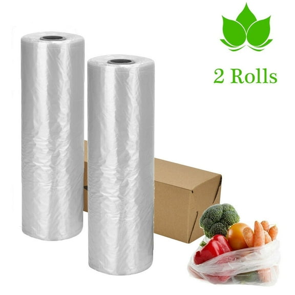 Produce Bags, Clear Food Storage Bags for Fruits Vegetable Bread, 14" x 20", 350 Bags/Roll (2 Rolls)