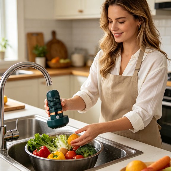 Produce Cleaner Portable Cordless Fruit and Vegetable Washing Machine Electrolytic Produce Purifier Compact USB Rechargeable Cleaner for Home Kitchen Camping