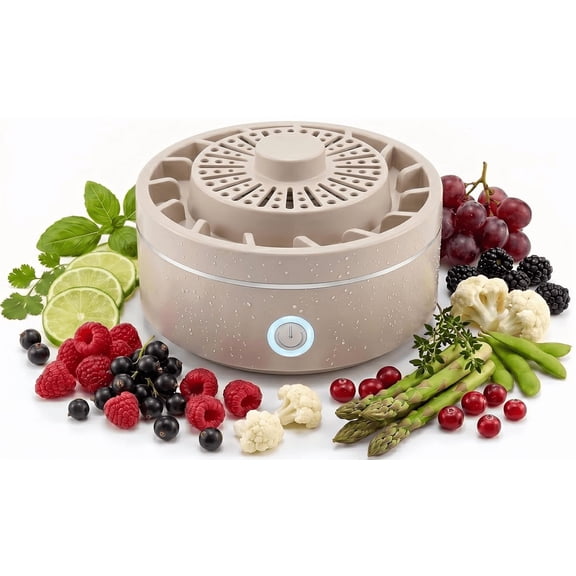 Produce Cleaner with Vortex and High-Frequency Vibration, Portable Fruit and Vegetable Washing Machine, OH-ion Food Purifier, IPX7 Waterproof Cordless Device (White)