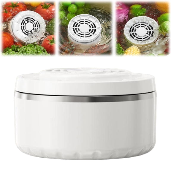 Produce Cleaner Wireless Purifier, White Fruit and Vegetable Washing Machine, Advanced Ion Purification Device for Deeply Removing Wax Impurities from Meat, Veggies, Kitchen Travel