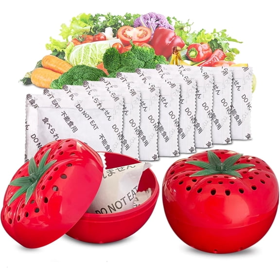 Produce Freshness Preserver Saver Kit- Keep Fruits and Vegetables Fresh Longer, Ethylene Gas and Odor Absorber in Refrigerator, 2 saver balls and 8 sachets.