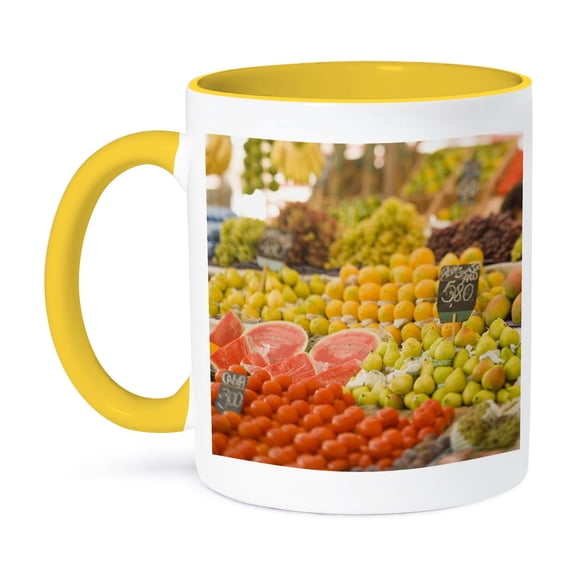 Produce Market, Rio De Janeiro, Brazil - Sa04 Swe0070 - Stuart Westmorland, 11oz Two-Tone Yellow Mug