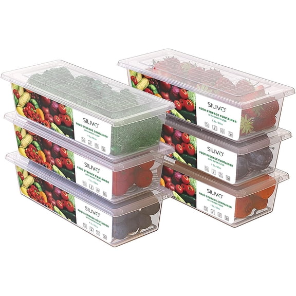 Produce Saver Containers with Drain Tray Stackable Fridge Organizer Bins for Fruit, Veg & Salad Clear Food Storage Box Keeps Freshness Longer Easy Clean Kitchen Essentials