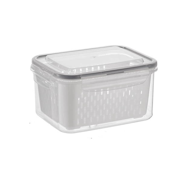 Produce Storage Containers, Refrigerator Fruit And Vegetable Keeper With Drain Basket Airtight Lids Freshness Preservation Stackable Organizer, for Fridge Meal Prep Kitchen