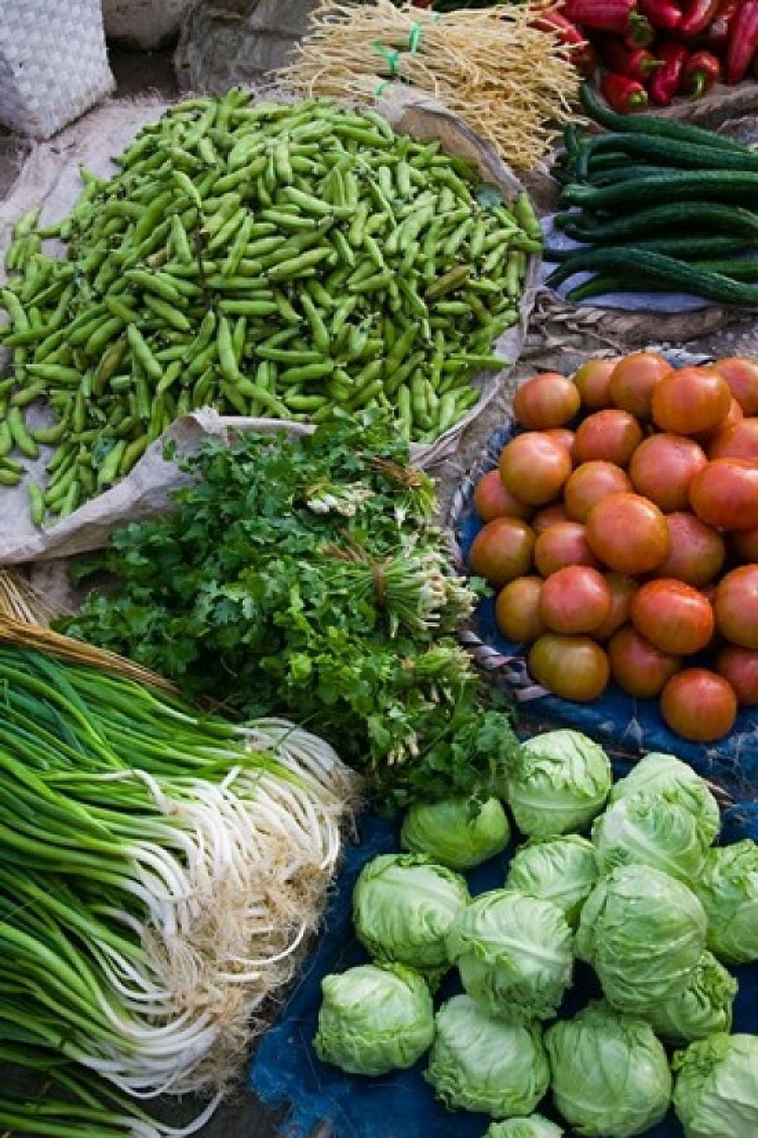 Produce at Xizhou town market Yunnan Province China Canvas Art - Walter Bibikow DanitaDelimont (11 x 17)