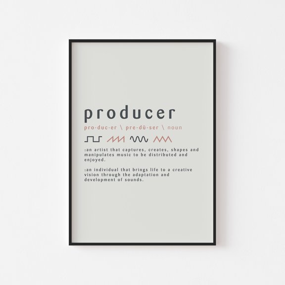 Producer Definition Poster, Synthesizer Waveforms Music Studio Wall Art Print