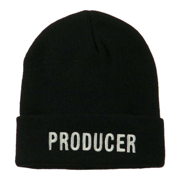 Producer Embroidered Long Beanie - Black OSFM