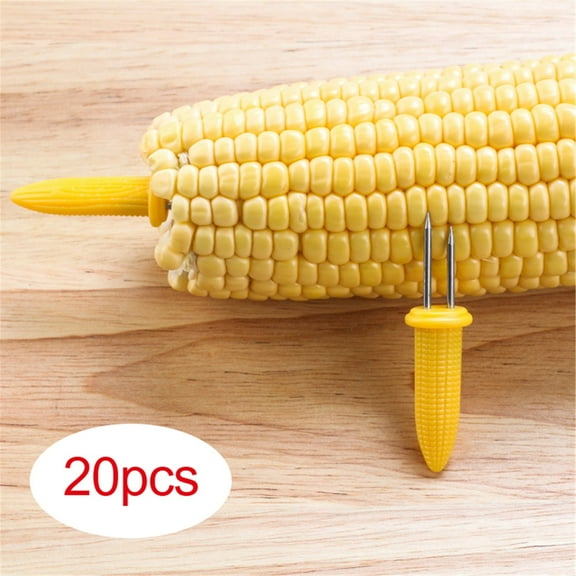Product Barbecue Forks for Corn Skewers Twin Prong Holder Steel 20 With Silicone Tips for Corn Cob Grilling Stainless Kitchen Dining & Bar