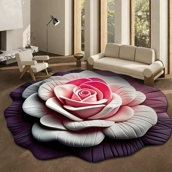 3D Visual Stereo Flower Special Shaped Mud Floor Mat for Living Room Bedroom Non Decorative Water Absorbent Diatomaceous Earth Rug for Hallway Entryway and Doorway