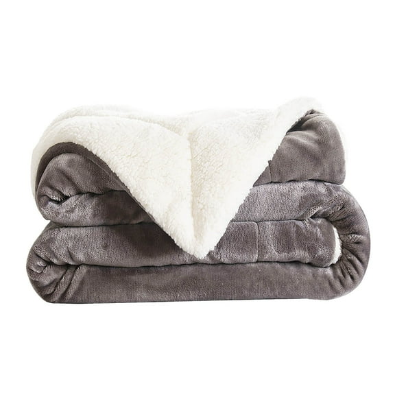Product Category Blanket - Jazz Grey Double Layer Thickened Lambswool Throw for Cozy All-Season Comfort