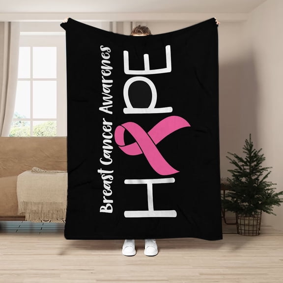 Product Blankets for Cancer Awareness - Flannel Warm Ribbon for Chemo Patients Cozy Air-Conditioning Thickened Nap Blanket Cancer Support Throw