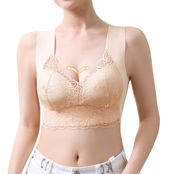Product Category Bra Women Gather Large Size Lace Without Steel Ring To Fix Cup Seamless Sleep Bra – Everyday Comfort And Support, XXXL, Beige