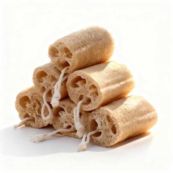 Product Category Cleaning Brush 2 Organic Natural Loofah Sponge Hydrotherapy Set for Exfoliation and Softening in Bath and Shower - 6 Piece Bath Scrub Kit 6PCS