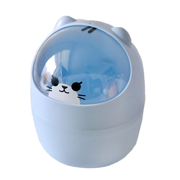 Product Category Cleaning Supplies 1 — Cute Desktop Can with Flip Lid Desk Waste for Kitchen Bedroom Portable Tabletop Dustbin with Cartoon Animal Design