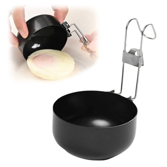 Product Category Egg Steamer Culinary Tool for Quick Breakfasts with Stainless Steel Construction Ear Design Nonstick Poacher Kitchen Gadget for Boiled and Poached Eggs, 3.94x3.15 inch, Black