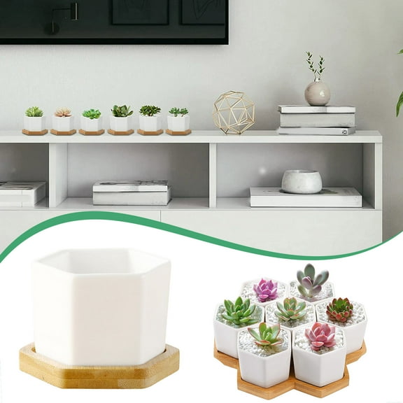 Product Category Flower Pots 2 | Succulent Pots White Mini Ceramic Flower Planter Pot with Tray – Elegant Small Ceramic Planter for Desktop Decoration Indoor Gardening and Idea