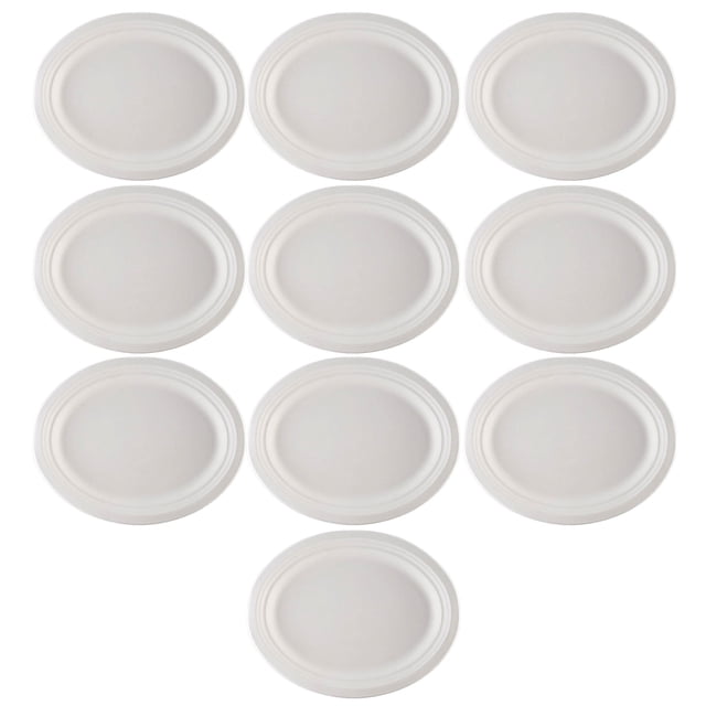 Product Category Food Storage - Oval White 12 Inch Large Disposable Paper Plates Heavy Duty Dinner Plates for Party and Catering Bulk Pack for Easy