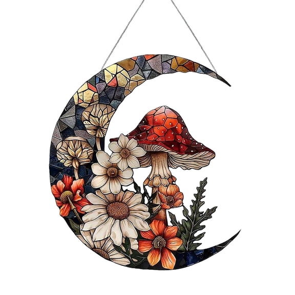 Hangs Wall Hanging Ornament Wall Moon Suncatcher for Home Garden Colorful Easter Outdoor Decoration