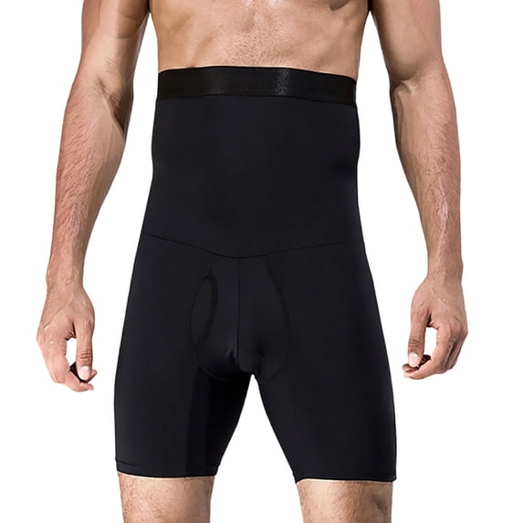 Seamless Compression Shorts for Men High Waist Shapewear Breathable Support for Daily Training and Fitness, XL, Black