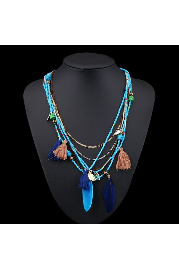 Product Category Necklaces & Pendants Fashion Jewelry Layered Handmade Beaded Bohemian Feather Necklace Without SKU Attributes